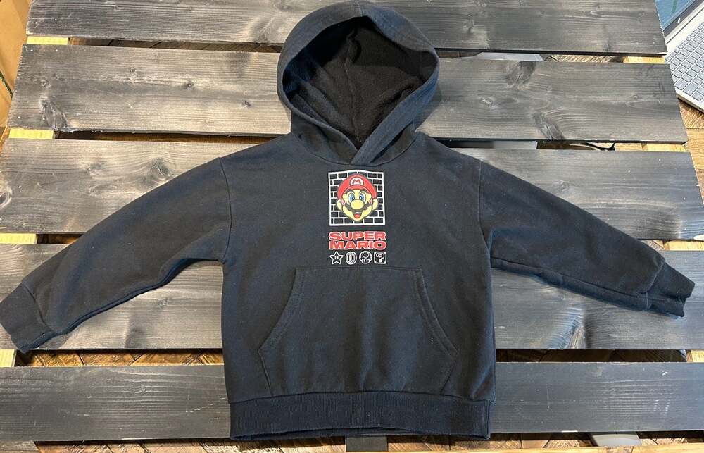 Super Mario Boys Black Fleece Pullover Graphic Hoodie